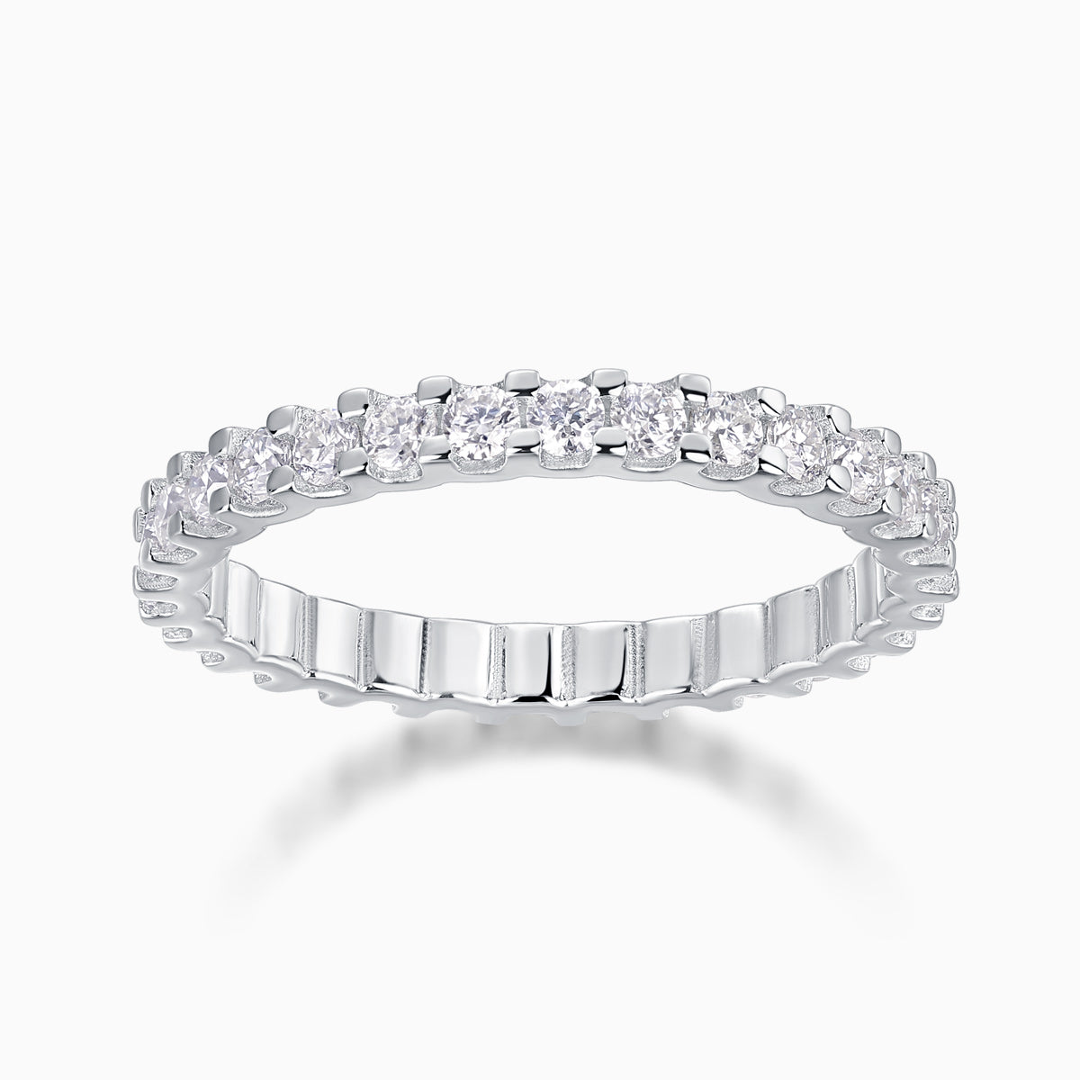 Minimalist Moissanite Pave Band Ring - Ceerom