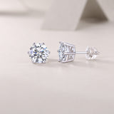 Classic Moissanite Round Cut Stud Earrings - Ceerom