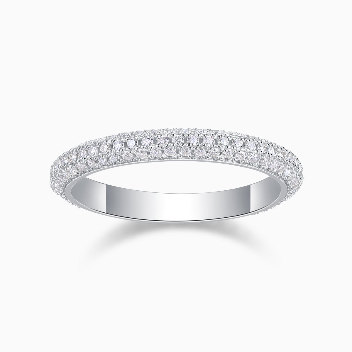 Round Moissanite Pave Wedding Band Ring - Ceerom