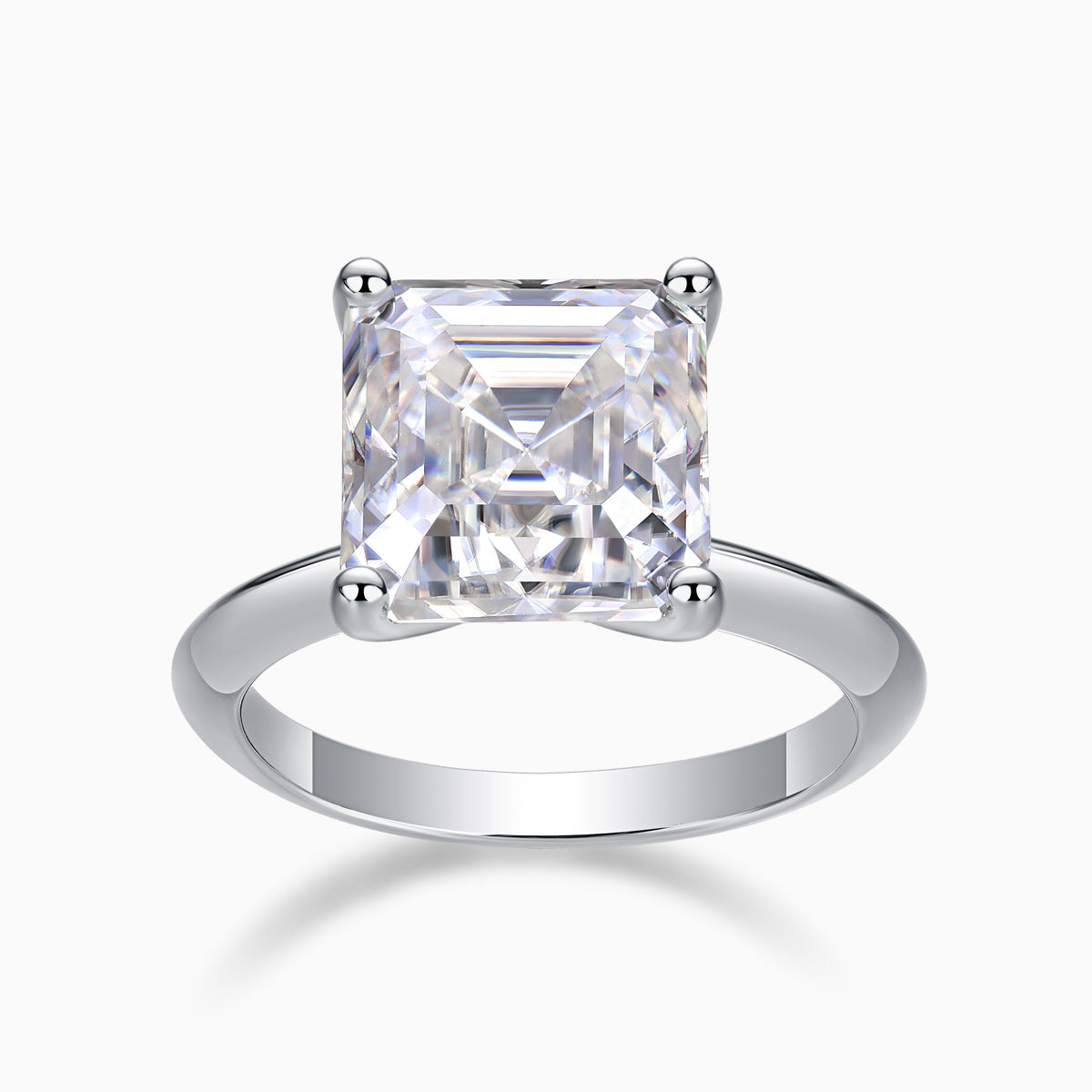 5CT Solitaire Asscher Cut Moissanite Ring - Ceerom
