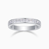 Asscher Cut Moissanite Bezel Wedding Band Ring