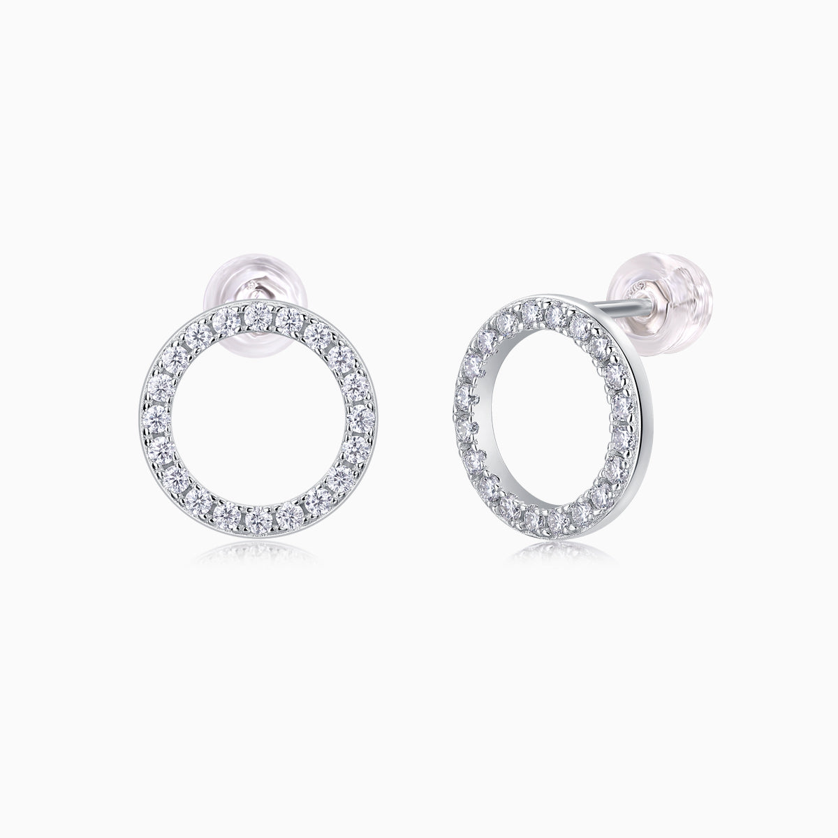 Elegant Moissanite Circle Stud Earrings - Ceerom