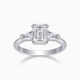 Three Stone Emerald Cut Moissanite Engagement Ring - Ceerom
