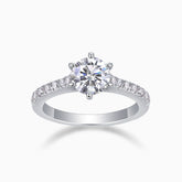 Round Cut Moissanite Six Prong Engagement Ring - Ceerom