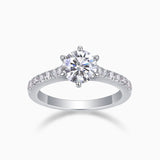 Round Cut Moissanite Six Prong Engagement Ring - Ceerom