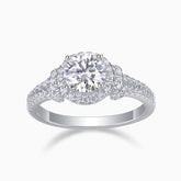 Pave Round Moissanite Halo Engagement Ring - Ceerom