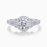 Pave Round Moissanite Halo Engagement Ring - Ceerom