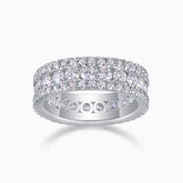 Triple Row Pave Moissanite Wedding Band - Ceerom