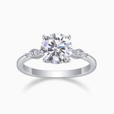 Three Stone Round Cut Moissanite Engagement Ring - Ceerom