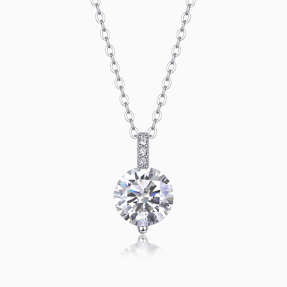 Round Cut Moissanite Solitaire Pendant Necklace - Ceerom