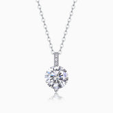 Round Cut Moissanite Solitaire Pendant Necklace - Ceerom