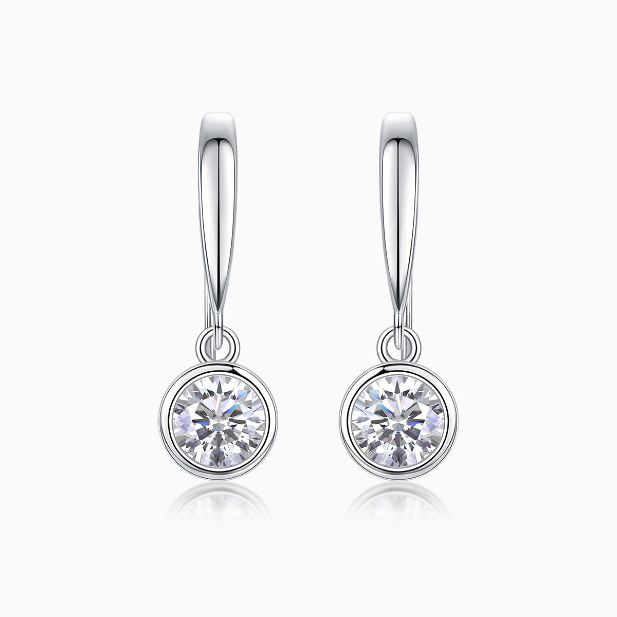 Solitaire Round Moissanite Drop Earrings - Ceerom