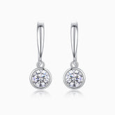Solitaire Round Moissanite Drop Earrings - Ceerom