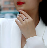 Triple Row Round Cut Moissanite Band Ring - Ceerom