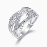 Round Moissanite Crossover Band Ring - Ceerom