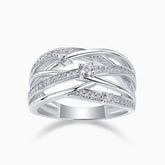 Round Moissanite Crossover Band Ring - Ceerom