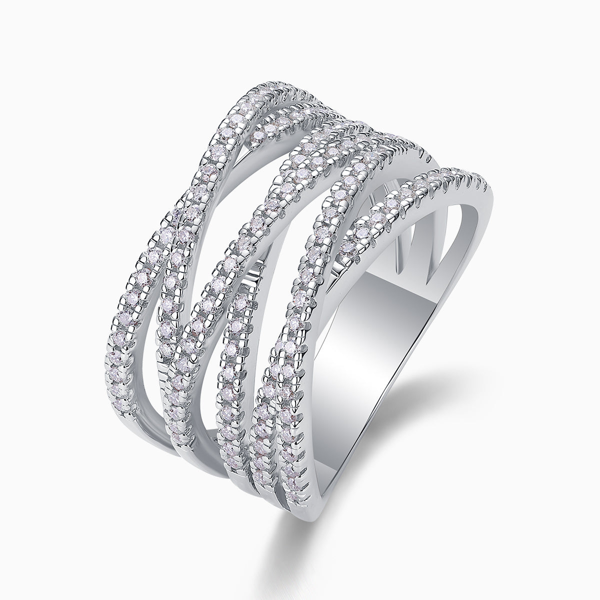Triple Row Crossover Band Ring - Ceerom