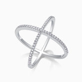 Moissanite Cross Over X Band Ring - Ceerom