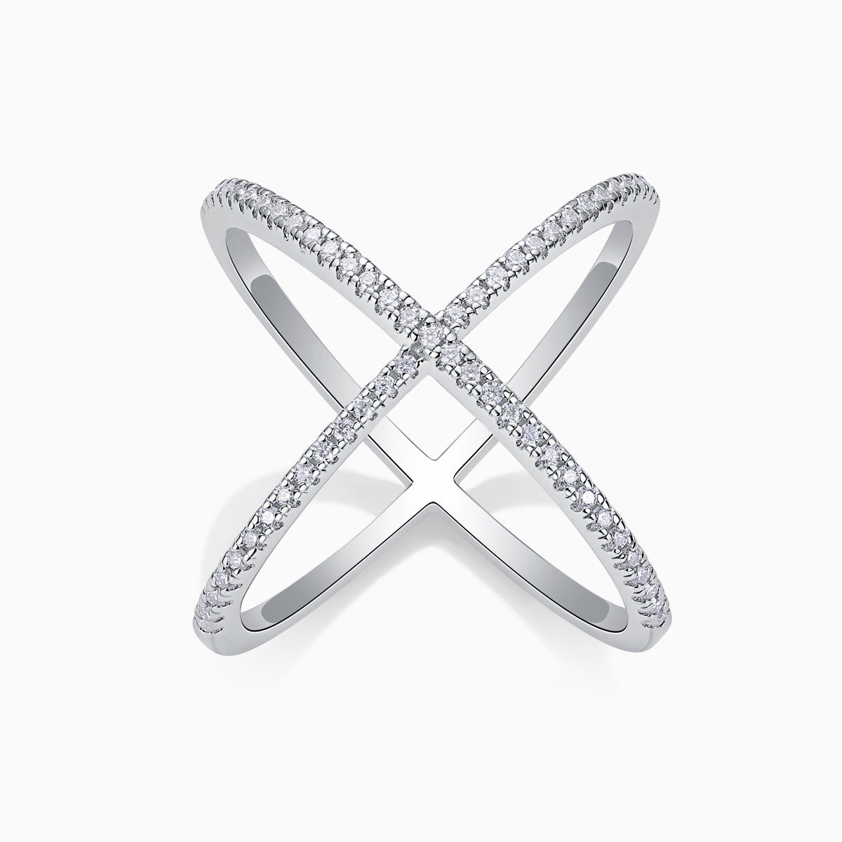 Moissanite Cross Over X Band Ring - Ceerom