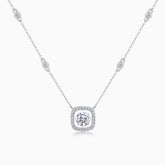 Round Cut Moissanite Pendant Halo Necklace - Ceerom