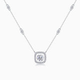 Round Cut Moissanite Pendant Halo Necklace - Ceerom
