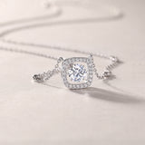 Round Cut Moissanite Pendant Halo Necklace - Ceerom