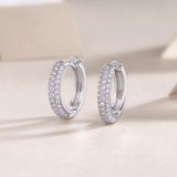 Three Row Moissanite Pave Hoop Earrings - Ceerom