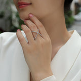 Moissanite Cross Over X Band Ring - Ceerom