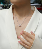 Round Cut Moissanite Pendant Halo Necklace - Ceerom