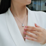 Round Cut Moissanite Halo Pendant Necklace - Ceerom