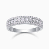 Three Row Moissanite Wedding Band Ring