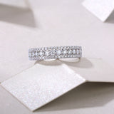 Three Row Moissanite Wedding Band Ring
