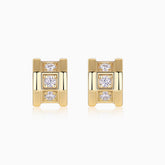 Moissanite Stud Earrings Created Yellow Gold Plate Earrings - Ceerom