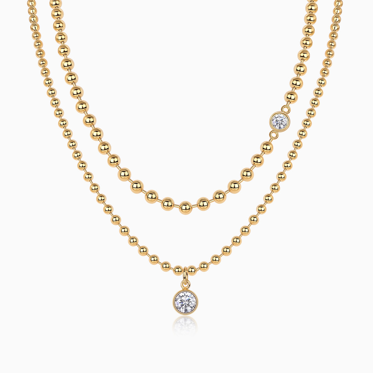 Round Moissanite Pendant Vintage beaded Necklace - Ceerom