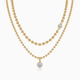 Round Moissanite Pendant Vintage beaded Necklace - Ceerom