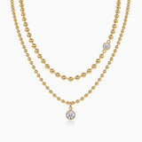 Round Moissanite Pendant Vintage beaded Necklace - Ceerom