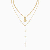 Moissanite Cross and Cion Necklace Set - Ceerom