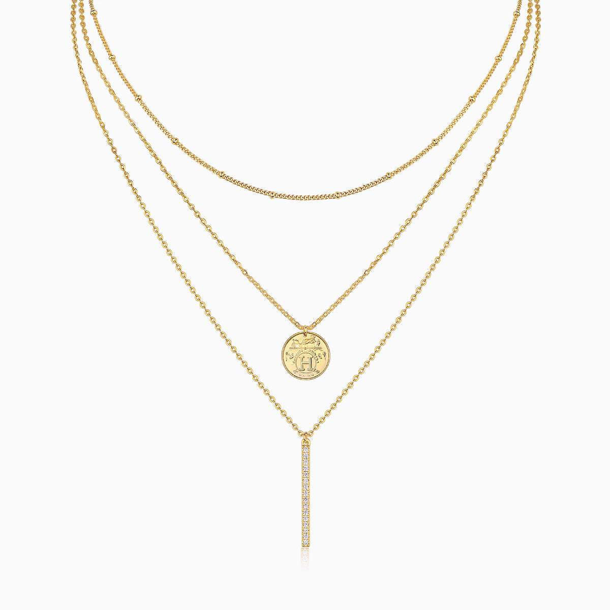 Moissanite Pendant Triple Necklace - Ceerom