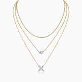 Pear Cut Moissanite Pendant Triple Necklace - Ceerom