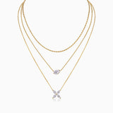 Pear Cut Moissanite Pendant Triple Necklace - Ceerom