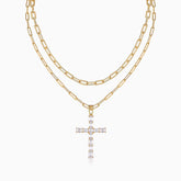 Emerald Cut Moissanite Cross Pendant Necklace - Ceerom
