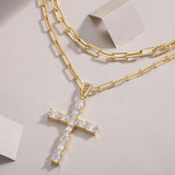 Emerald Cut Moissanite Cross Pendant Necklace - Ceerom