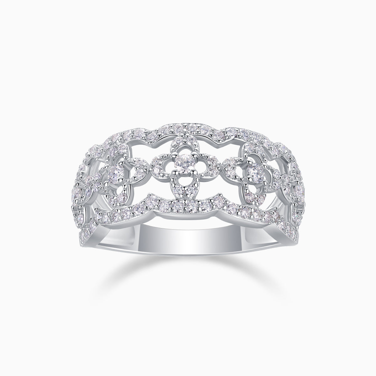 Hollow Round Moissanite Band Ring - Ceerom