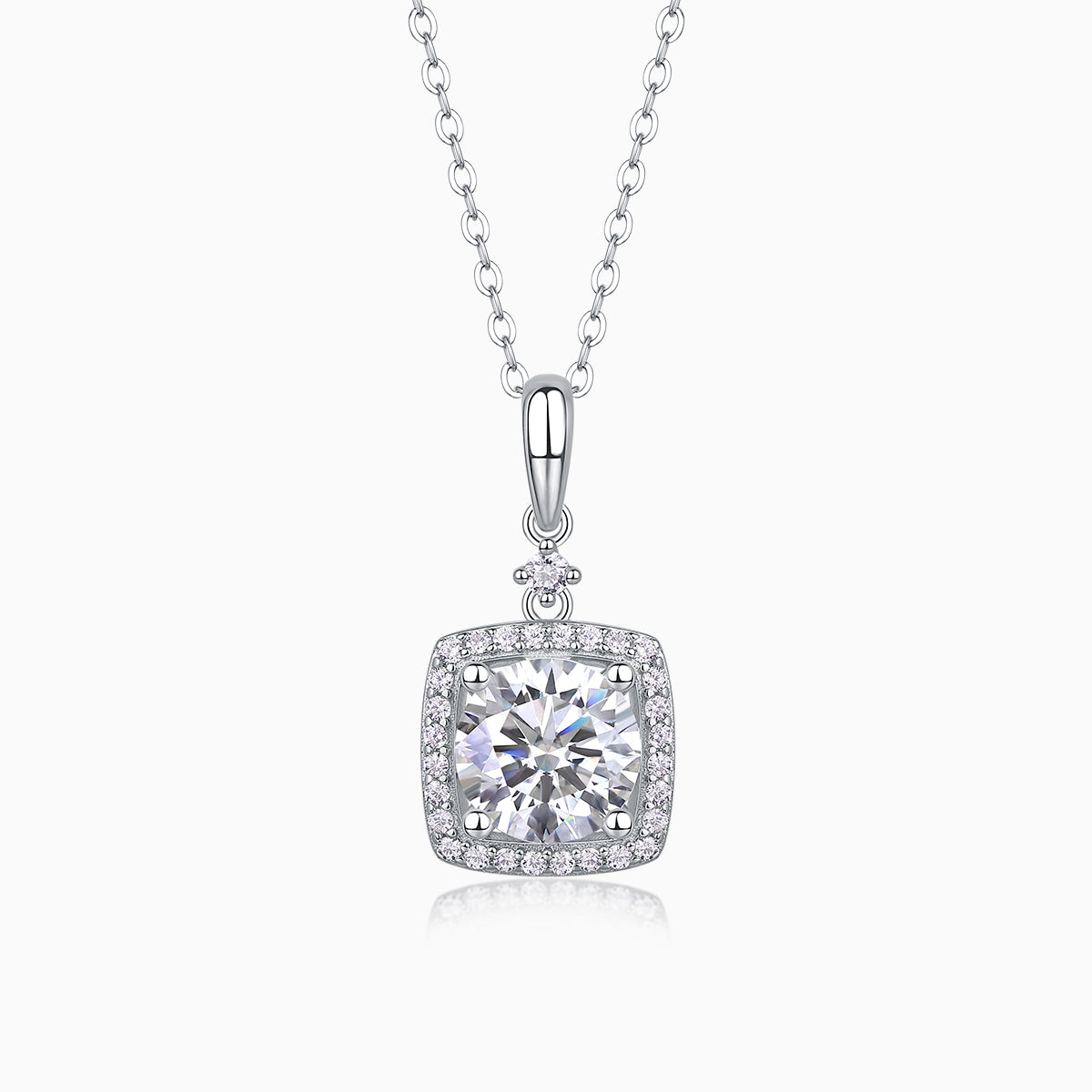Moissanite Round Cut Pendant Necklace - Ceerom