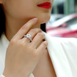 Pave Six Claw Round Moissanite Ring - Rose Gold - Ceerom