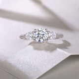 Three Stone Round Cut Engagement Ring - Ceerom