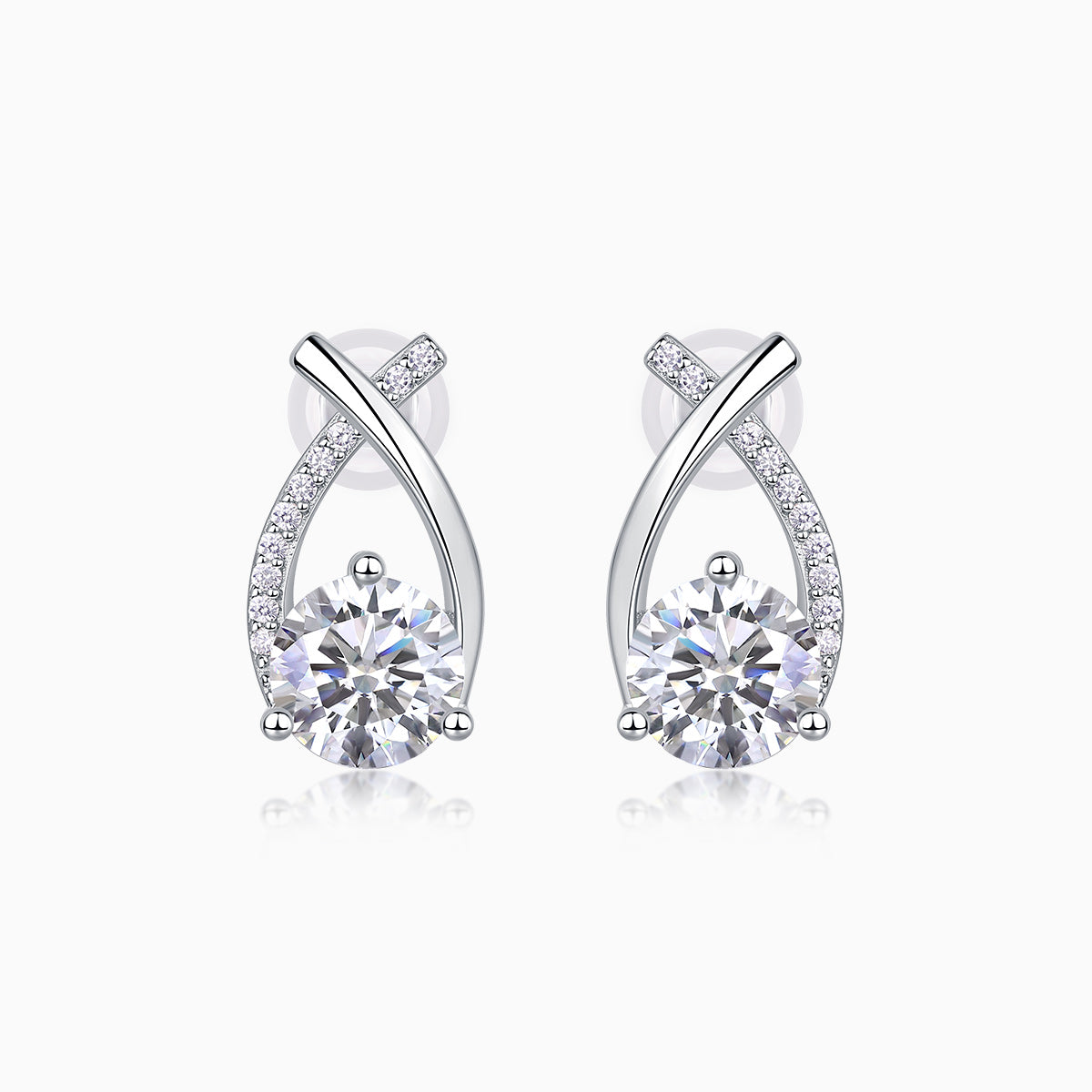 Crossed Drop Moissanite Stud Earring - Ceerom