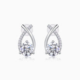 Crossed Drop Moissanite Stud Earring - Ceerom