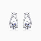 Crossed Drop Moissanite Stud Earring - Ceerom