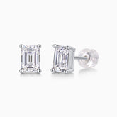 Emerald Cut Moissanite Stud Earrings